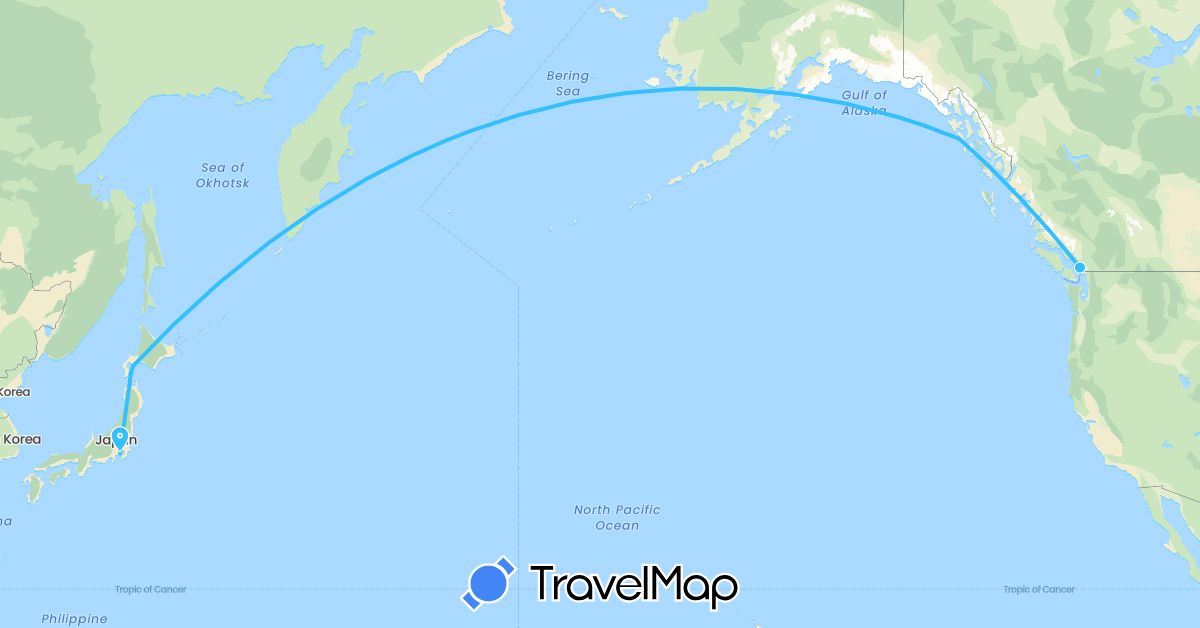 TravelMap itinerary: boat in Canada, Japan, United States (Asia, North America)